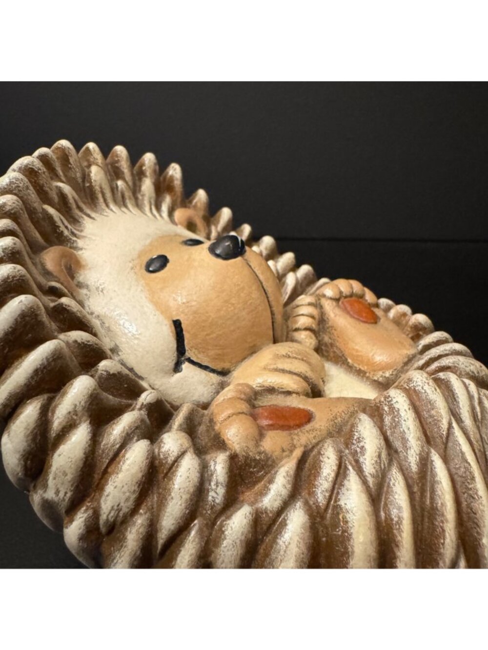 Ceramic Hedgehog Figurine Sculpture In Neutral Brown Tones For Home Decor - Picture 4 of 10